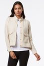 Back pleat linen & tencel jacket - Naturel;Medium Khaki