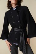 Boiled wool coat with wide sleeve
