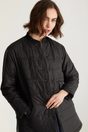 Oversized quilted coat with rib collar - Black
