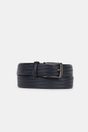 Textured leather belt - Navy