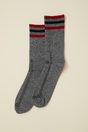 Two tone rib socks with stripe - Multi Red