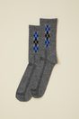 Argyle two tone rib socks - Multi Blue