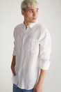 Linen essential shirt - White;Light blue