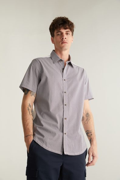 Jersey back Fitted printed shirt