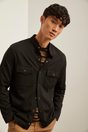 Mao collar ponte overshirt with snap buttons - Black