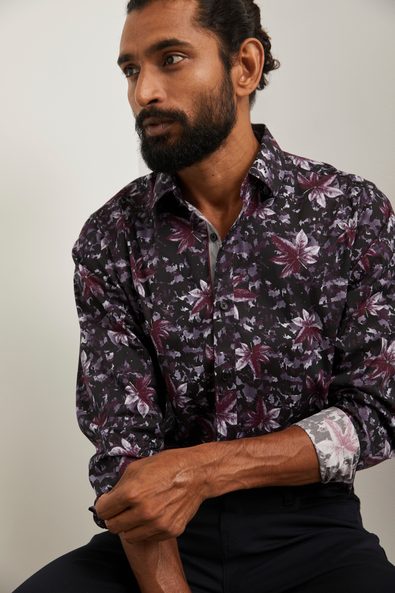 Camouflage print fitted shirt