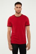 Contrast detail striped t-shirt