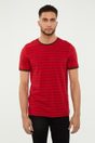 Contrast detail striped t-shirt - Multi Red