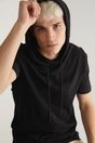 Hooded t-shirt with pockets - Black;Medium Khaki
