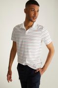 Colourful stripes johnny collar t-shirt