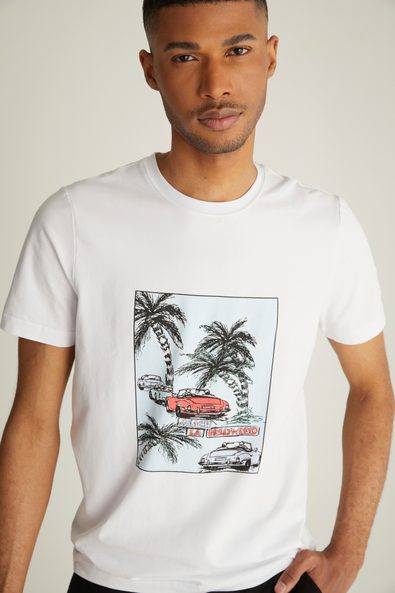 Vintage cars print crew neck t-shirt