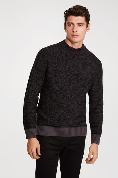 Two tone mock neck sweater