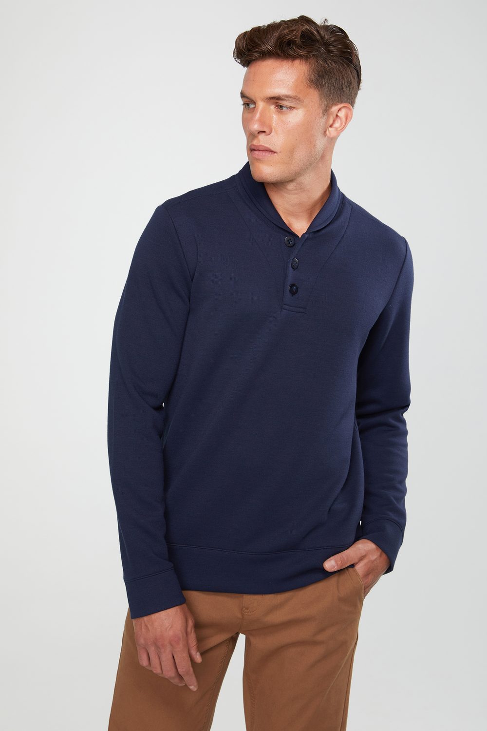 Button-up Shawl Collar Sweater