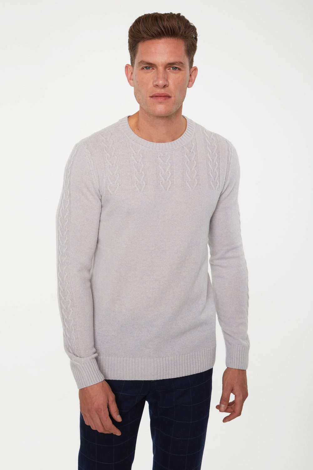Cable Details Merino Wool Sweater Men Sales Tristan