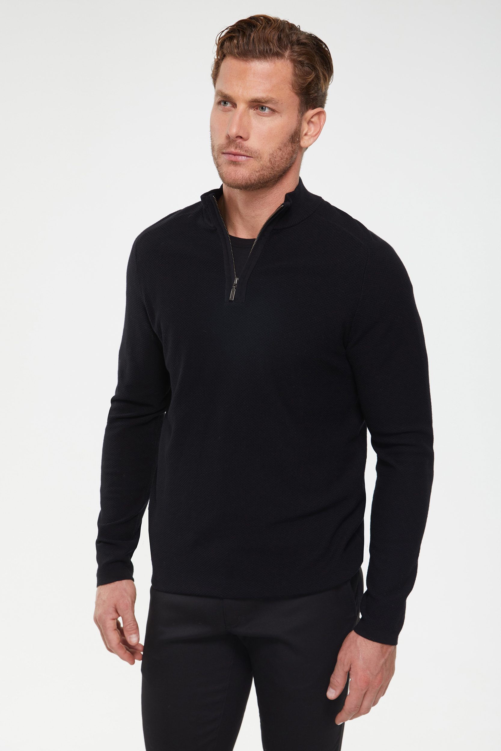 mock zip sweater