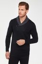 Bicolour shawl collar sweater - Black