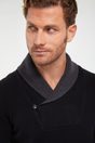 Bicolour shawl collar sweater - Black