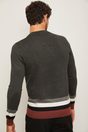 Contrasting stripe V-neck sweater - Multi Grey