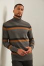 Striped turtle neck sweater - Multi Grey