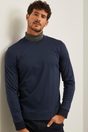 Textured crew neck sweater - Dark Blue;Medium Brown