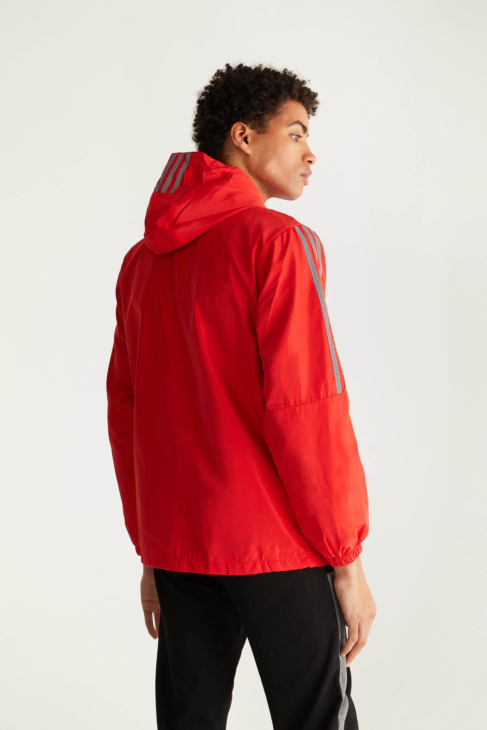 Hooded Coat With Zip Reflective Bands