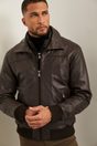 Aviator leather jacket - Medium Brown;Black